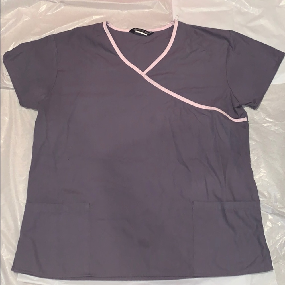 Grey and Pink Scrub Top